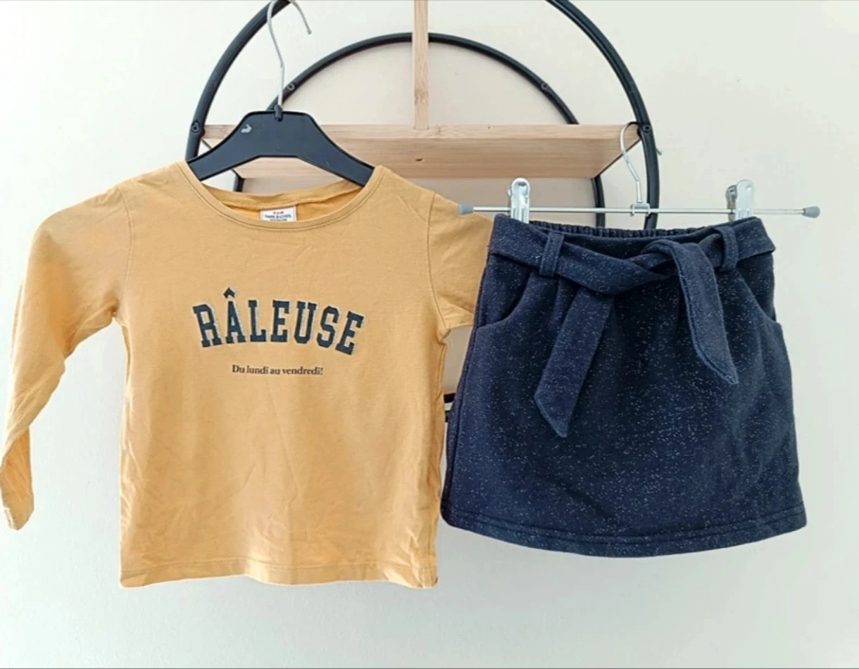 3 ans ensemble Teeshirt Tape à l'oeil et jupe Gémo